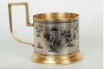 tea glass-holder, silver, Northern niello enamel, Velikij Ustjug, 875 standard, 112.5 g, 1968, USSR,...