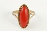 Coral, silver, 800 standard, 2.6 g., the size of the ring 18, the 20-30ties of 20th cent., Germany...