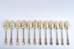 set, spoon, silver, 12 psc., 84 standard, 565 g, 1908-1918, Riga, Russia, length 18 cm...