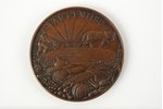 настольная медаль, За усердие, Министерство Земледелия, бронза, Латвия, 20е-30е годы 20го века, д =...