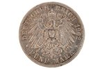 5 markas, 1902 g., A, Prūsija, Vācija, 27.7 g...