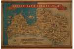plakāts, Latvijas karte "Apceļo dzimto zemi", 1938 g., 45 х 65 cm, defekts...