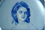 sienas šķīvis, Sievietes portrēts, Rīgas porcelāna rūpnīca, Rīga (Latvija), PSRS, 20 gs. 50tie gadi,...