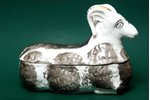 butter dish, Ram, M.S. Kuznetsov manufactory, Russia, the beginning of the 20th cent....