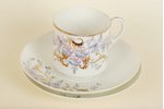 tea trio, M.S. Kuznetsov manufactory, Russia, the beginning of the 20th cent., cup's height 7 cm, sa...