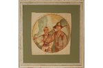 Suta Romans (1896-1944), The sketch to the wall plate "From work", 1920-ые, paper, water colour, d=3...