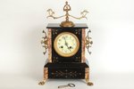 table clock, Oislieh Sarthe, France, the 19th cent., bronze, marble, working condition, 37 x 25 cm...