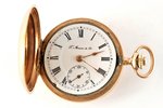 kabatas pulkstenis, "Moser", Šveice, 20. gs. sākums, zelts, 56 prove, nav stikla, mehānisms ir darba...