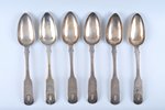 spoon, silver, 84 standard, 418 g, 1844, St. Petersburg, Russia, 6 psc., A.E....