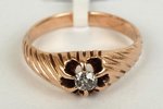gold, 56 standard, 3.30 g., the size of the ring ~17.5, diamonds, ~0.16 ct, the beginning of the 20t...