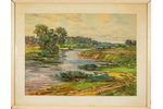 Pankoks Arnolds (1914-2008), Ainava ar upi, papīrs, akvarelis, 35 x 48 cm...