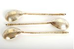 set, spoon, silver, 3 psc., 84 standard, 100 g, 1894, Moscow, Russia...