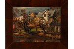 Убанс Конрадс (1893-1981), Пейзаж c домами, холст, картон, масло, 36 x 48 см...