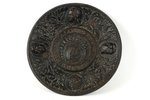wall plate, Commemoration to Latvian State Foundation, 23 cm, cast iron, Latvia, the beginning of th...
