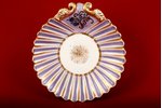 cup plate, "Shell", A. Popov manufactory, Russia, the 19th cent., 14.5 x 15.5 cm, hairline cracks...
