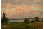 Stunda Ansis (1892-1976), Landscape with a river, 1958, carton, oil, 15 x 21 cm...