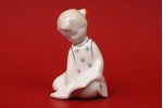 figurine, Girl with a book, porcelain, Riga (Latvia), USSR, Riga porcelain factory, the 50ies of 20t...