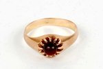 gold, 56 standard, 2.5 g., the size of the ring 17.5, garnet, the beginning of the 20th cent., Russi...