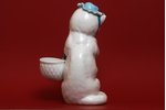 figurine, Tabby cat with basket, porcelain, Germany, the beginning of the 20th cent., little cracks...
