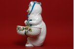 figurine, Tabby cat with basket, porcelain, Germany, the beginning of the 20th cent., little cracks...