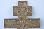 Crucifix, bronze, 1-color enamel, Russia, the beginning of the 20th cent., 25 x 14 cm, 350.60 g....