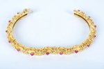 18K, gold, 45.60 g., ruby, the 40-50ies of 20 cent., internal size 5.5 cm, 14 rubies (d = ~3.4 mm)...
