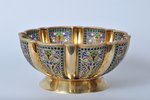 candy-bowl, silver, 88 standard, 174.8 g, gilding, plique-à-jour vitreous enamel, 5 x 11 cm, Ivan Kh...