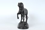 figurative composition, Horse near the fence, cast iron, 15.5 cm, weight 1260 g., USSR, Kusa, 1960...
