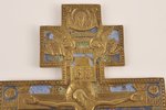 Crucifix, copper alloy, casting, 3-color enamel, Russia, the 19th cent., 23 х 15 cm...