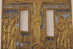 Распятие Христово, медный сплав, литьё, 3-цветная эмаль, Российская империя, 19-й век, 23 х 15 см...