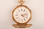 pocket watch, "Perret & Fils", working condition, Switzerland, gold, 56 standart, weight of gold ~12...