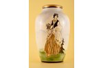vase, "Girl in a Folk Suit and a Folk Musician", painted by S. Vidberg's scetch, Burtnieks manufacto...