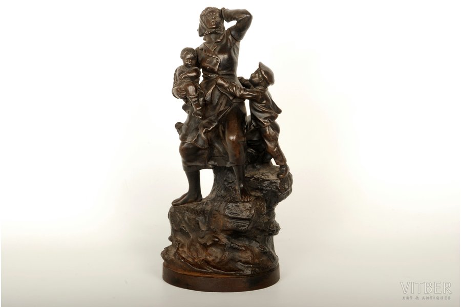 figurative composition, "Sailor's wife", molder E.Kuznetsov, cast iron, 24.5 cm, weight 2340 g., Russia, Kasli, 1898