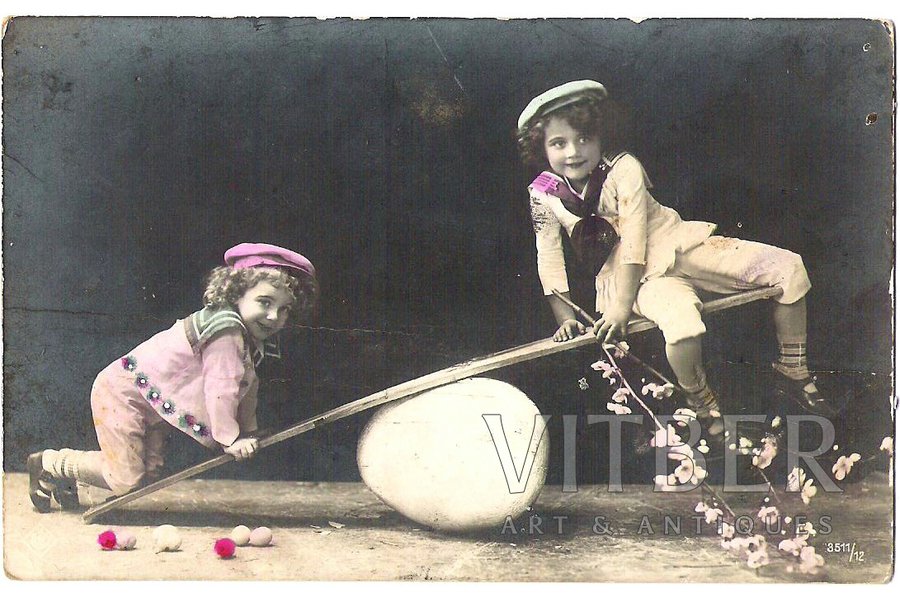 postcard, Easter scene, 1913
