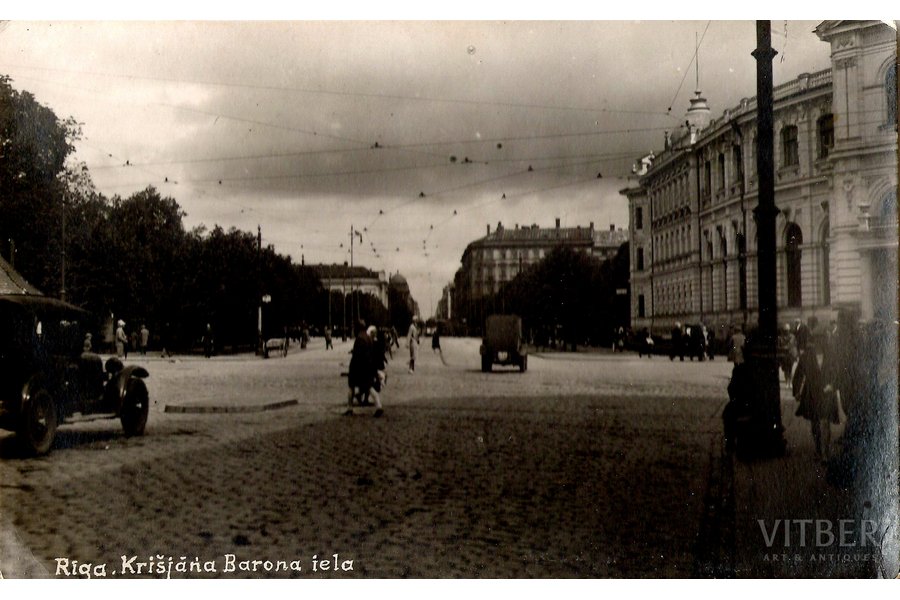 postcard, "Riga, Krishjana Barona Street", 20-30ties of 20th cent.