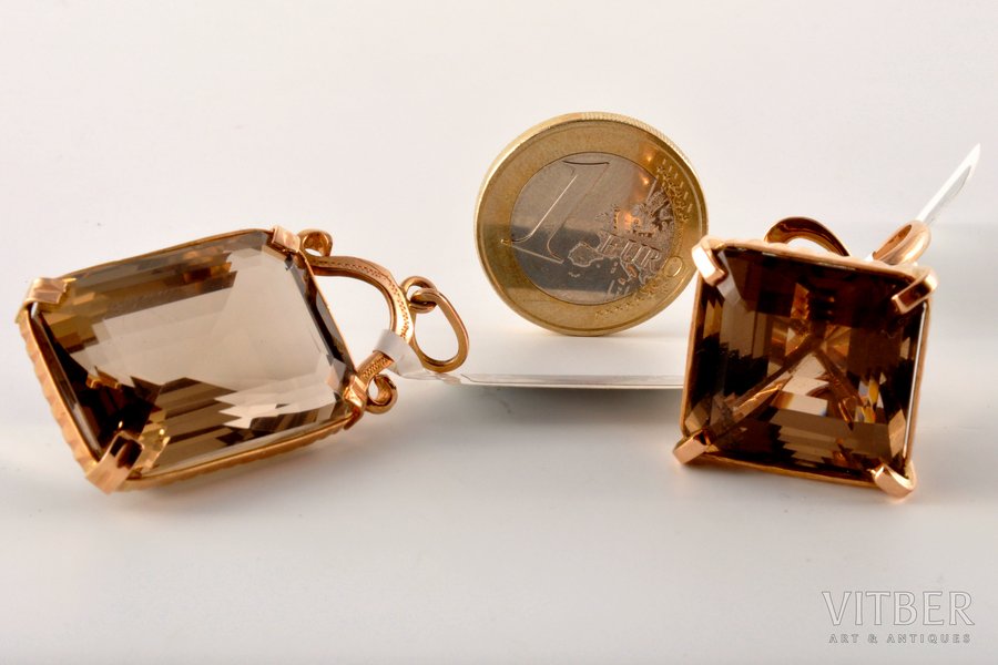 Кольцо и кулон, золото, 16.88 + 17.15 г., топаз, размер кольца ~17.5, размер кулона 2 х 3 см, авторская работа О.Аузера