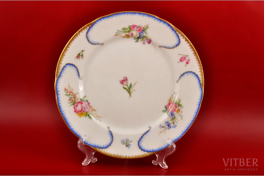 decorative plate, Imperial Porcelain Manufactory, Russia, 1905, 25.5 cm, 3x4 mm chip