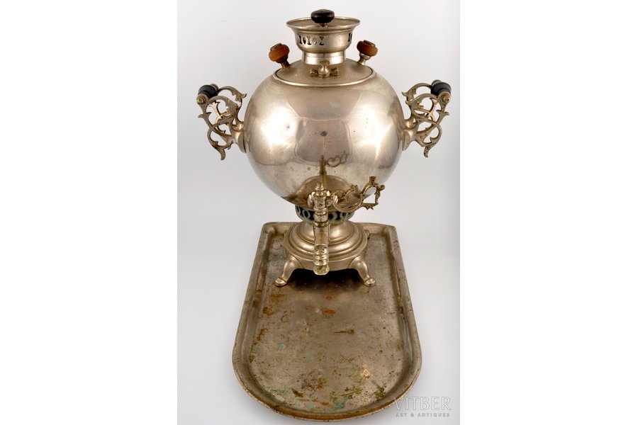 samovar, B.G.Teile manufactory, h = 39.5 cm, Russia, the 19th cent., weight 4880 + 900 g