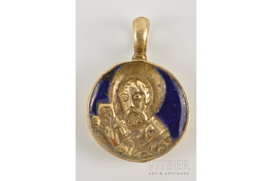Saint Grigory bogoslov, copper alloy, casting, 1-color enamel, Russia, the 19th cent., 2.25 x 1.55 cm