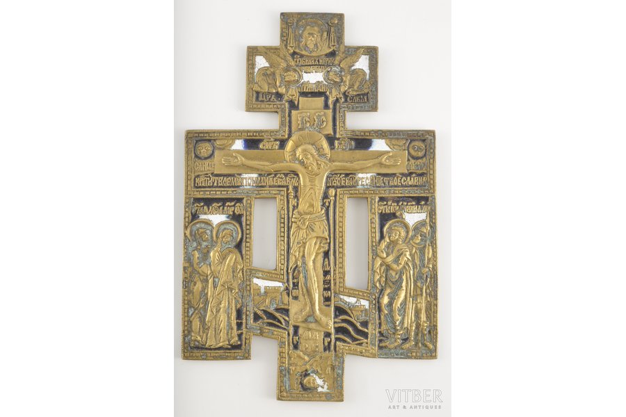 Krucifikss, vara sakausējuma, liešana, 2-krāsu emalja, Krievijas impērija, 19. gs., 22.3 х 14.5 cm
