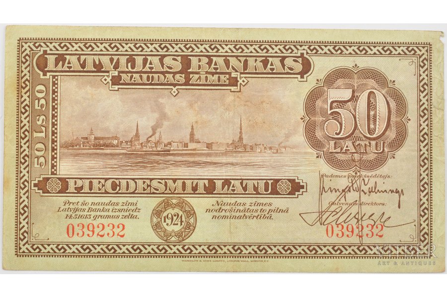 50 латов, 1924 г., Латвия, XF