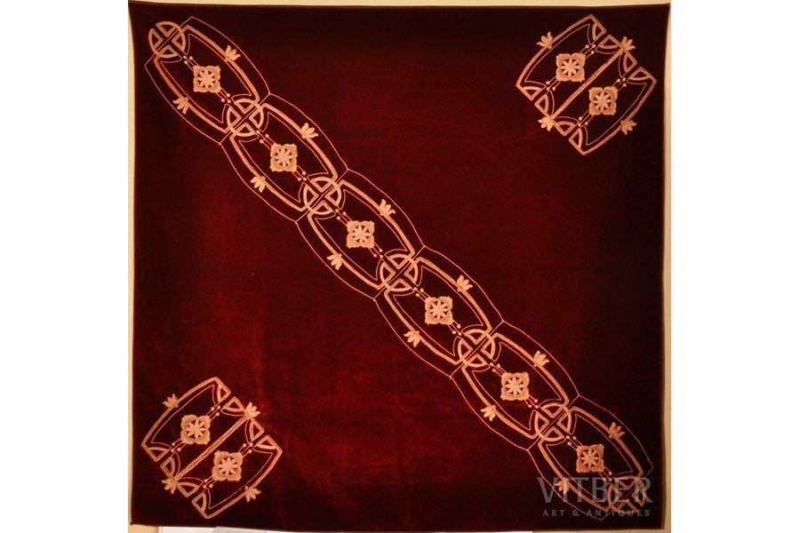 tablecloth, Art Nouveau, LOTZ manufacture, (Poland in the Russian Empire), 150x150 cm, Russia, the beginning of the 20th cent.