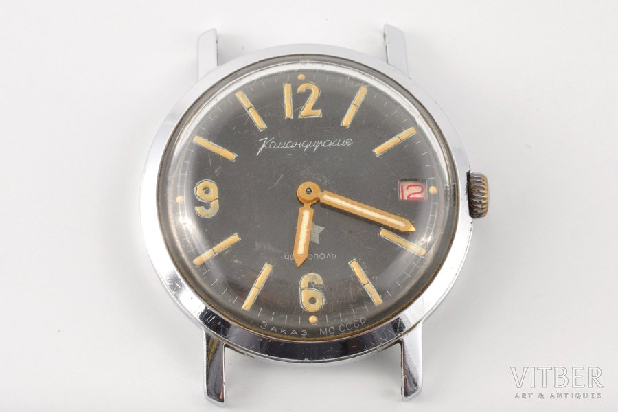 rokas pulkstenis, "Komandirskije", "No PSRS Aizsardzības ministra", PSRS, 20gs. 60-70tie gadi, metāls, 1971. g., d = 35 mm
