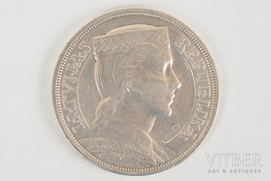 5 латов, 1931 г., Латвия, 24.93 г, д = 37 мм