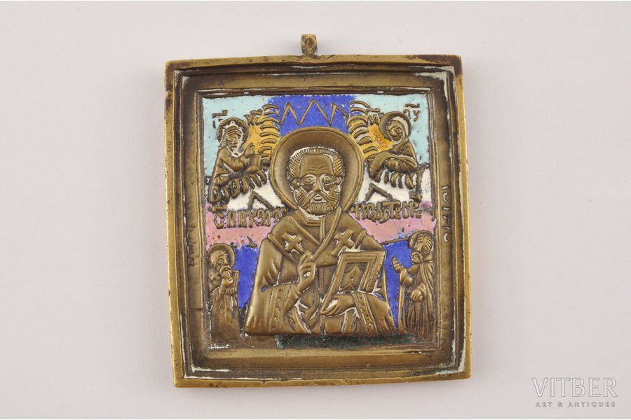 Nikolajs Brīnumdarītājs, vara sakausējuma, 5-krāsu emalja, Krievijas impērija, 6x5 cm, 77.6 g.