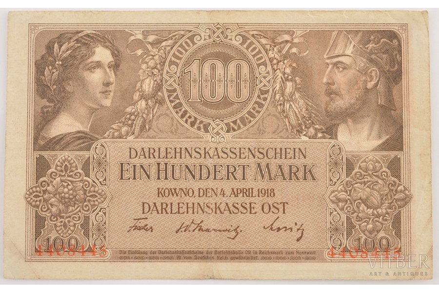 100 marks, 1918 g., Lietuva