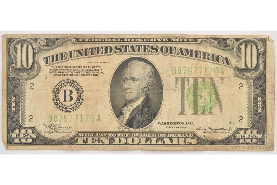 10 dolāru, 1934 g., ASV