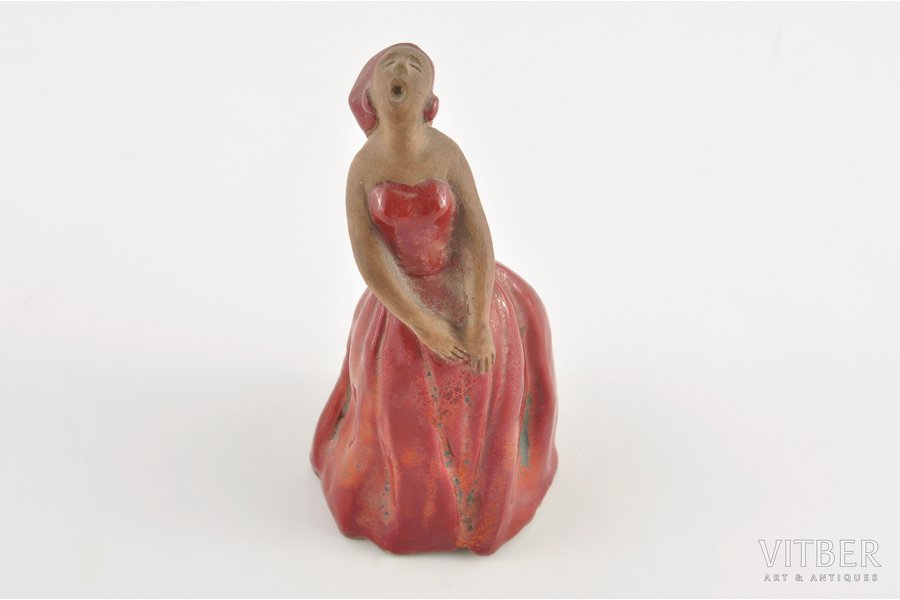 figurine, Singer, ceramics, sculpture's work, molder - Ivkovska (Rozental) Ļudmila, the 60ies of 20th cent., 13.5 см cm