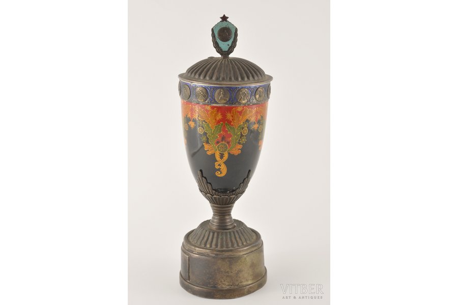 cup, Paleh, craftsman G.Dushina, USSR, 1953, weight 780 g, height 32 cm