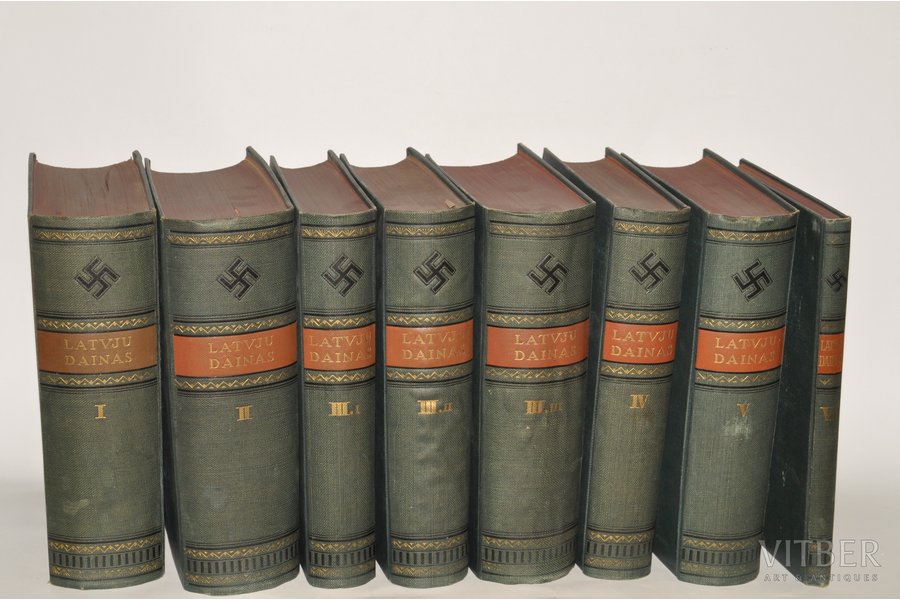 "Latvju dainas", 6 sējumi 8 grāmatās, составил Kr.Barons, 1922 г., Valtera un Rapas A/S apgāds, Рига